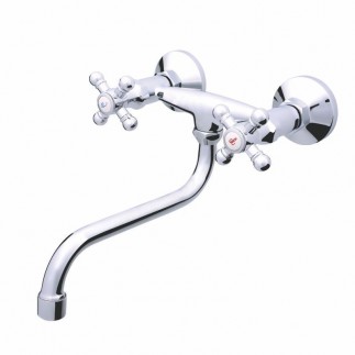 Смеситель RUBINETA настенный 1/2", нижний излив, R-4 "CROSS", резина Смеситель RUBINETA настенный 1/2", нижний излив, R-4 "CROSS", резина